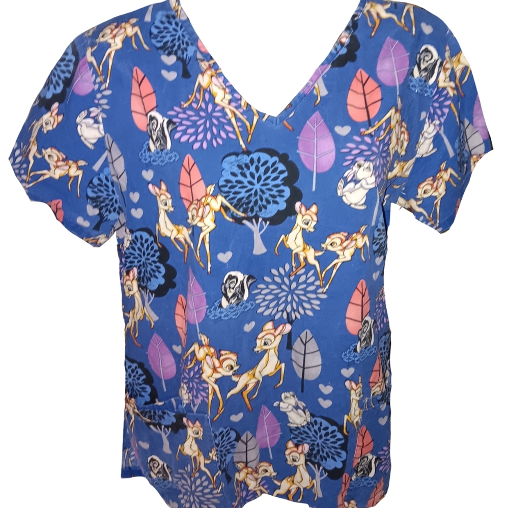 💵 Disney's Bambi & Faline Print Scrub Top
